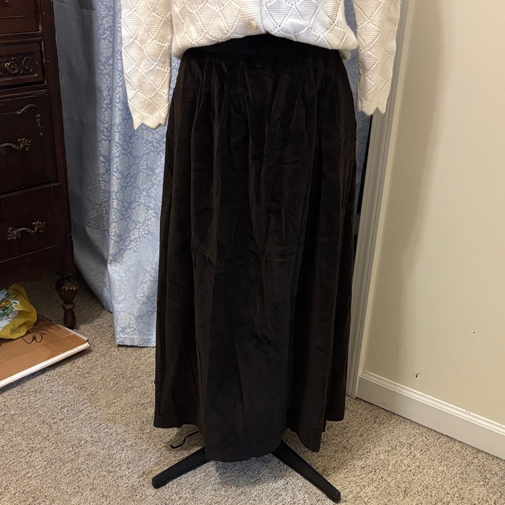 Vintage Dark Brown Velvet Maxi Skirt